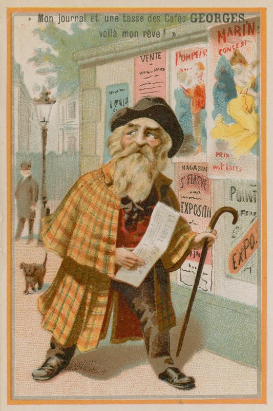 Férfi, aki egy újságot alkotó: French School