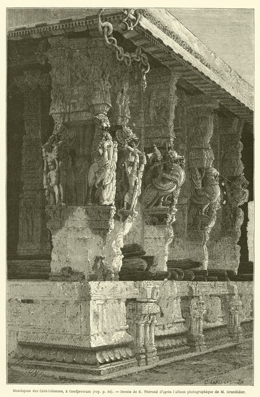 A száz oszlop mandapamja, Condjeveramban (metszet) alkotó: French School