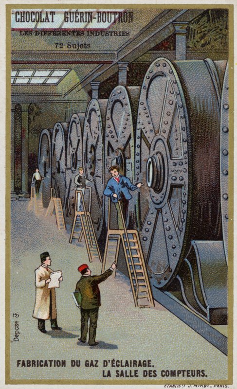 Gyártógáz világításhoz. Mérőcsarnok (chromolitho) alkotó: French School