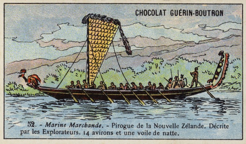 Maori kenu, Új-Zéland (chromolitho) alkotó: French School