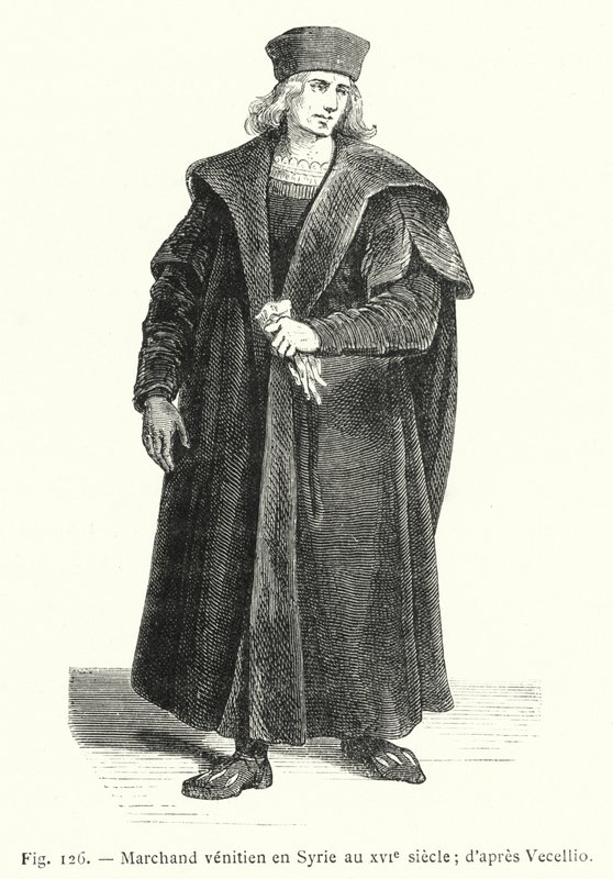 velencei kereskedő Szíriában a 16. században; Vecellio után (metszet) alkotó: French School