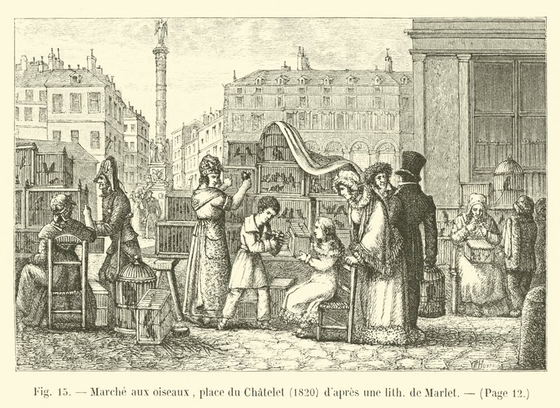 Madárséta, Place du Chatelet, 1820, Marlet írása után alkotó: French School
