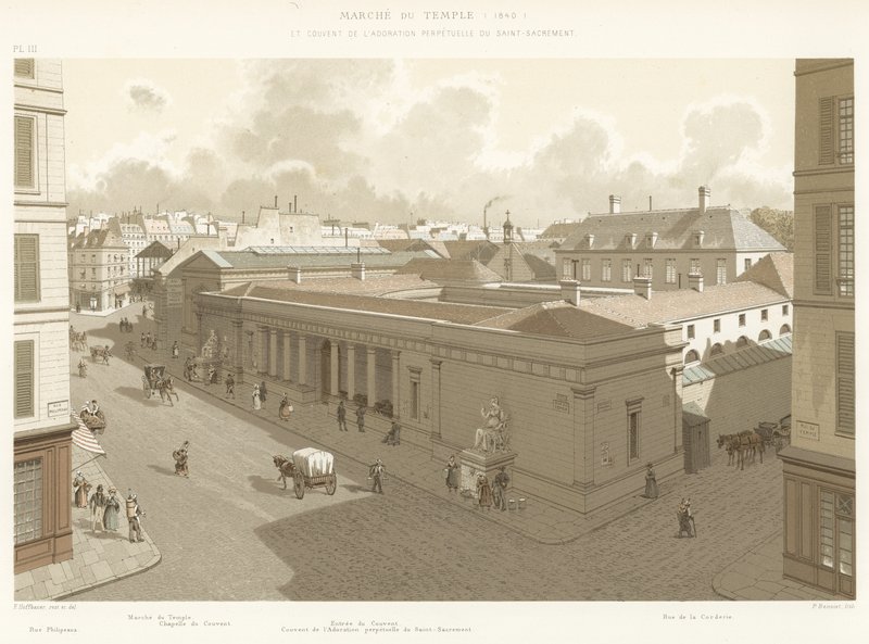 Marche du Temple, 1840, és az Örökös Szentségimádó kolostor alkotó: French School