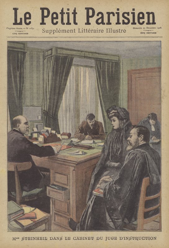 Marguerite Steinheil a bírói irodában (színes litó) alkotó: French School