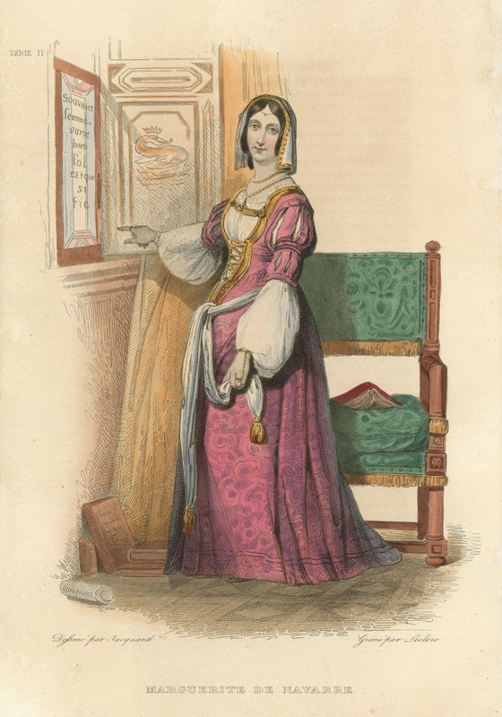 Marguerite de Navarre (színes metszet) alkotó: French School