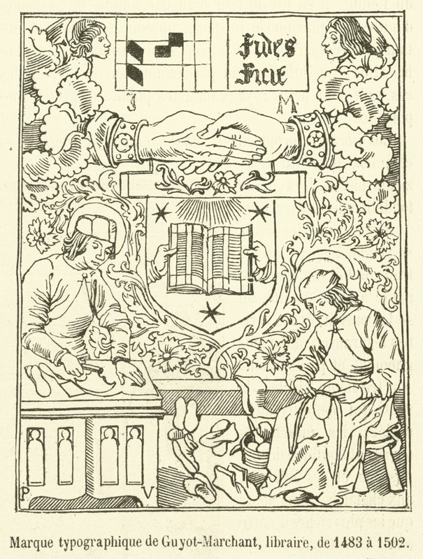 Guyot-Marchant könyvkereskedő tipográfiai jele 1483-tól 1502-ig (metszet) alkotó: French School