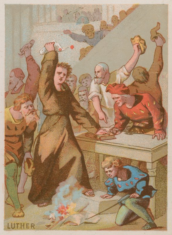 Luther Márton elégette a műveit betiltó pápai bullát alkotó: French School