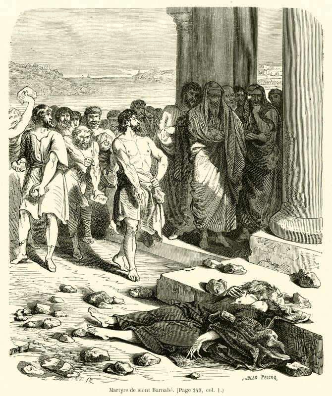 Martyre de saint Barnabe (engraving) alkotó: French School