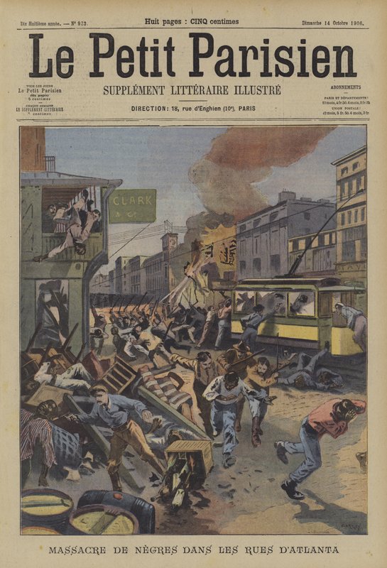 Fekete emberek mészárlása Atlanta utcáin, Georgia államban (színes litho) alkotó: French School