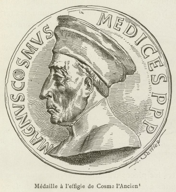 Érem Cosmo the Elder képmásával (metszet) alkotó: French School