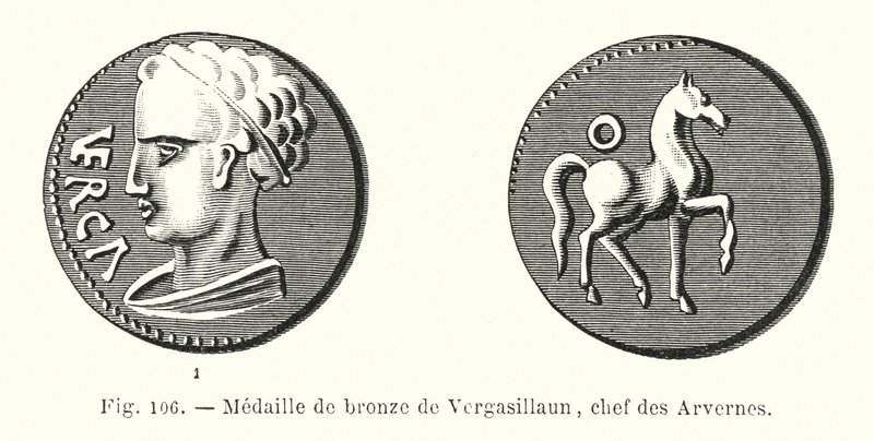 Vergasillaun, Arvernes főnökének bronzérme (metszet) alkotó: French School