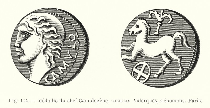 Camulogene Főnök kitüntetése, Camulo, Aulerques, Cenomans, Párizs (metszet) alkotó: French School