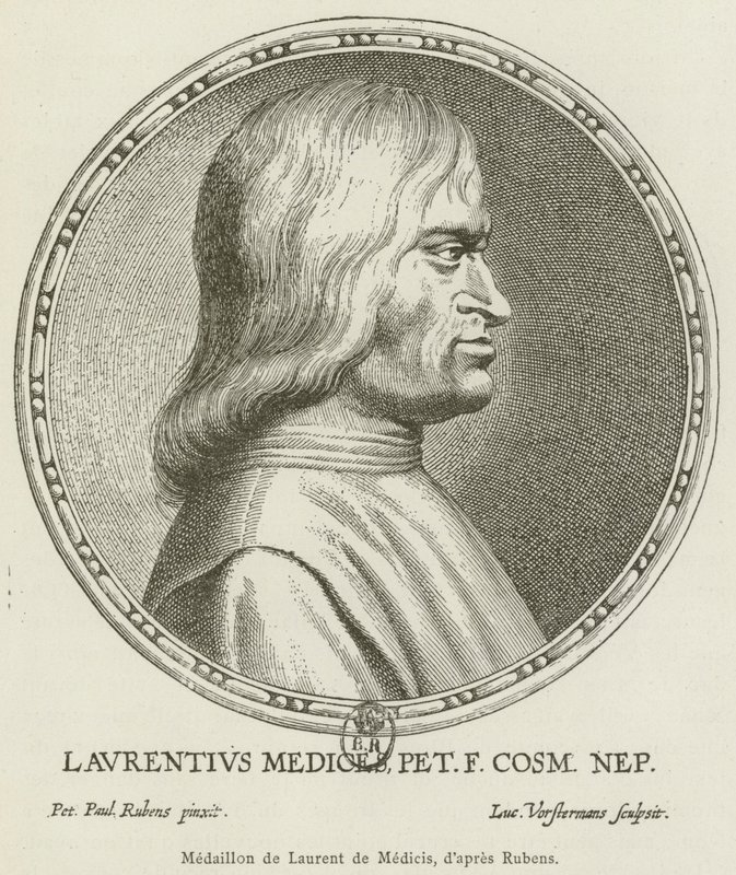 Medaillon de Laurent de Medici (metszet) alkotó: French School