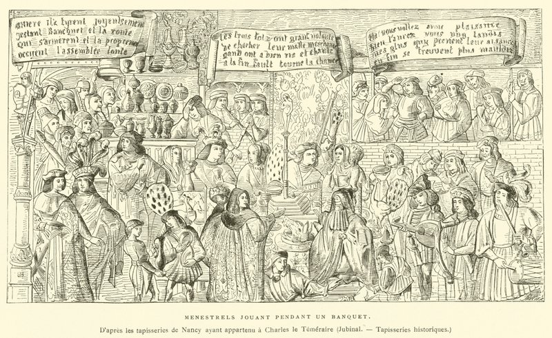 Minstrels játszik a banketten alkotó: French School