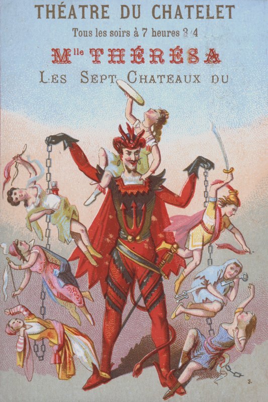 Mefisztó férfiakat és nőket láncban lógatva (színes litó) alkotó: French School