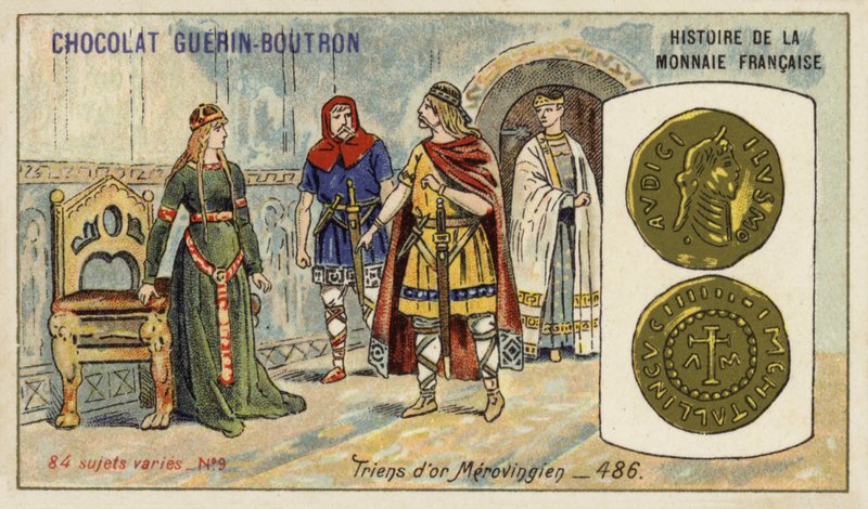 Meroving arany triének, 486 (chromolitho) alkotó: French School
