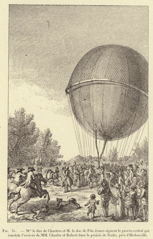 Chartres hercege és Fitz-James hercege aláírja a jelentést, amely Charles és Robert urak érkezését rögzíti Nesles prérin, Hedouville közelében (metszet) alkotó: French School