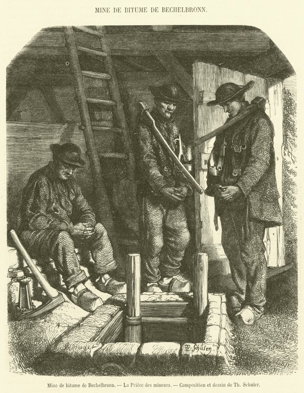 Bechelbronn bitumenbánya, La Priere des mineurs (metszet) alkotó: French School
