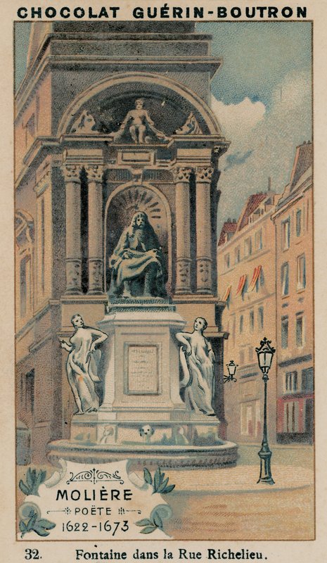 Moliere, Poete, 1622-1673, Szökőkút a Rue Richelieu-ban alkotó: French School