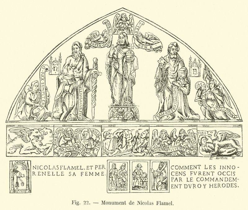Nicolas Flamel emlékműve alkotó: French School