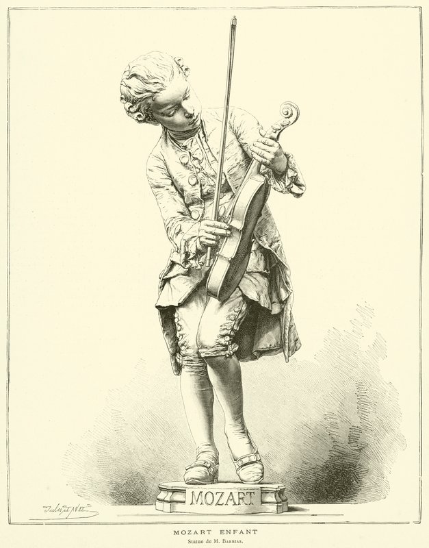 Mozart gyermek, M Barrias szobra (metszet) alkotó: French School