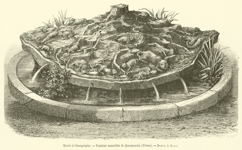 Néprajzi Múzeum, Quonncacha Monolith Fountain, Peru (metszet) alkotó: French School