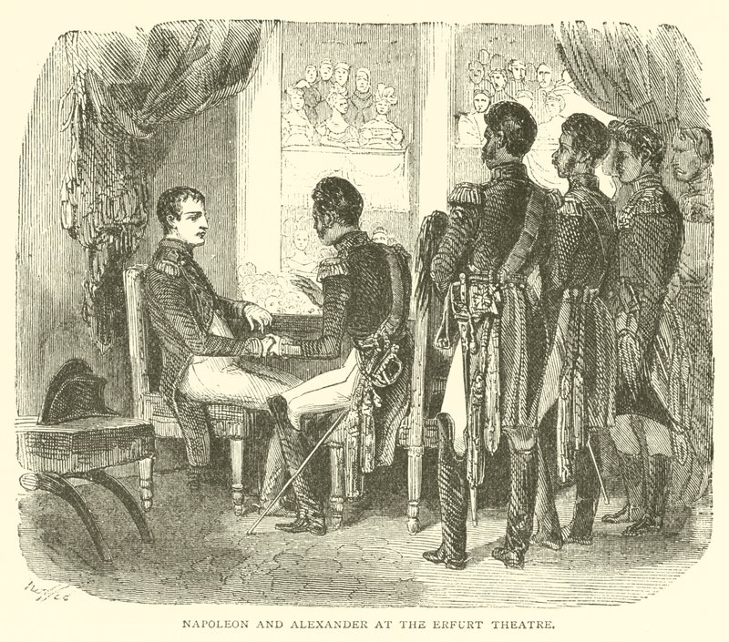 Napóleon és Sándor az Erfurti Színházban (metszet) alkotó: French School