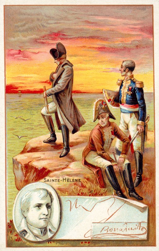Napóleon száműzetésben a Szent Ilonán (chromolitho) alkotó: French School