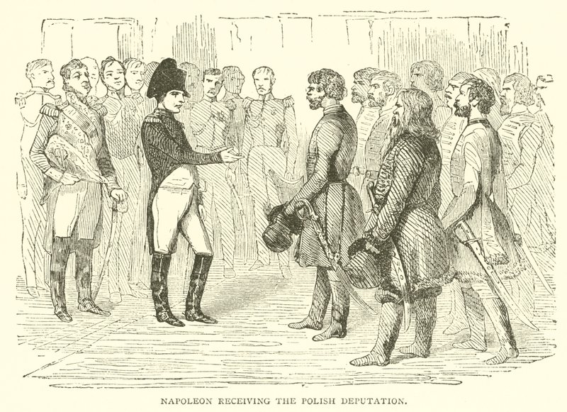 Napóleon átveszi a lengyel küldöttséget (metszet) alkotó: French School