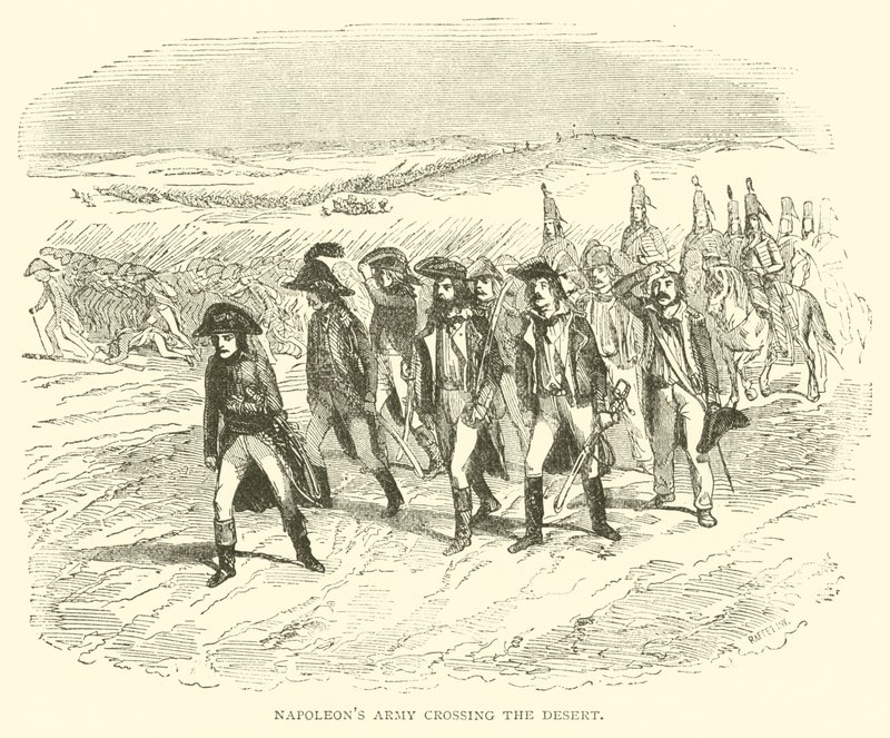Napóleon hadserege átkel a sivatagon (metszet) alkotó: French School