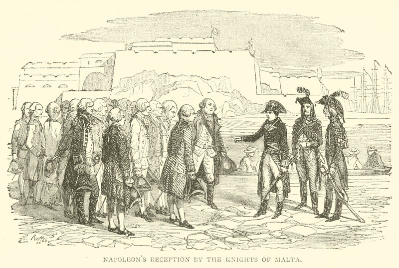 Napóleon fogadása a Máltai Lovagoknál (metszet) alkotó: French School