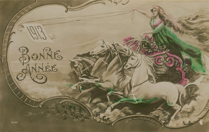 Újévi üdvözlőlap, 1913. 1913-ban feladott képeslap. alkotó: French School