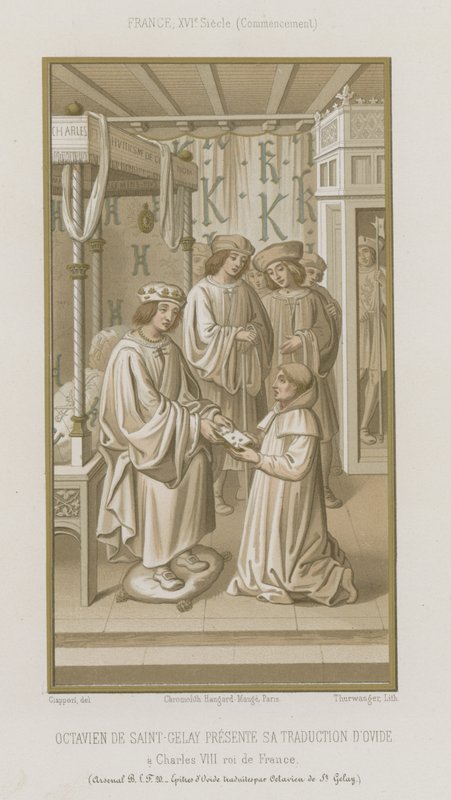 Octavian de Saint Gelais bemutatja Ovidius-fordítását alkotó: French School