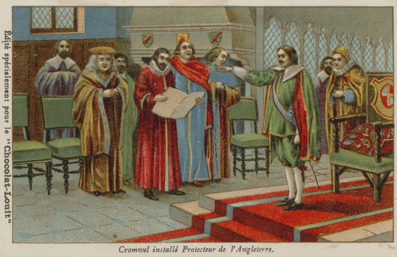 Oliver Cromwell letette az esküt Anglia, Skócia és Írország Lord Protectorjaként, 1653 alkotó: French School