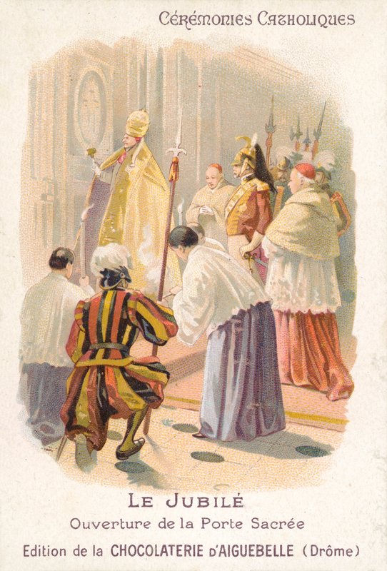 A szent ajtó megnyitása a pápa által, Jubileum (chromolitho) alkotó: French School