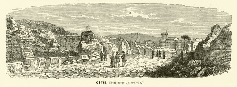 Ostia, az ókori Róma tengeri kikötője, Olaszország (metszet) alkotó: French School