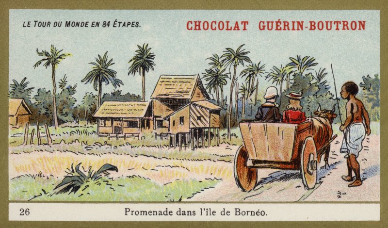 Ökör kocsikázás Borneo szigetén (chromolitho) alkotó: French School