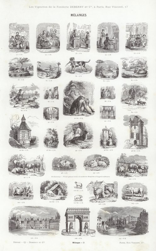 Oldal a tipográfiai matricákból (metszet) alkotó: French School