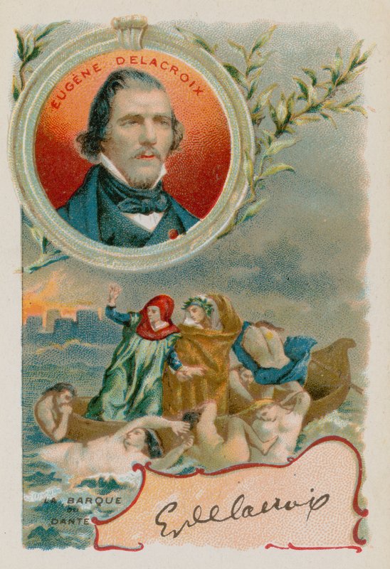 Eugene Delacroix festő Dante és Vergilius a pokolban ábrázolásával alkotó: French School