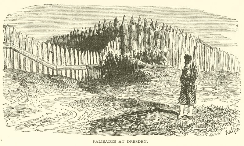 Palisades Drezdában (metszet) alkotó: French School