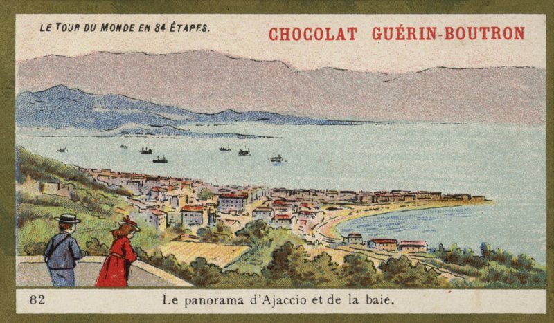 Panoráma Ajaccióra és az öbölre (chromolitho) alkotó: French School