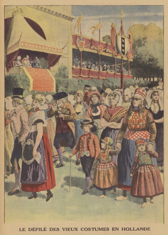 Hagyományos viseletek felvonulása Hollandiában (színes litó) alkotó: French School