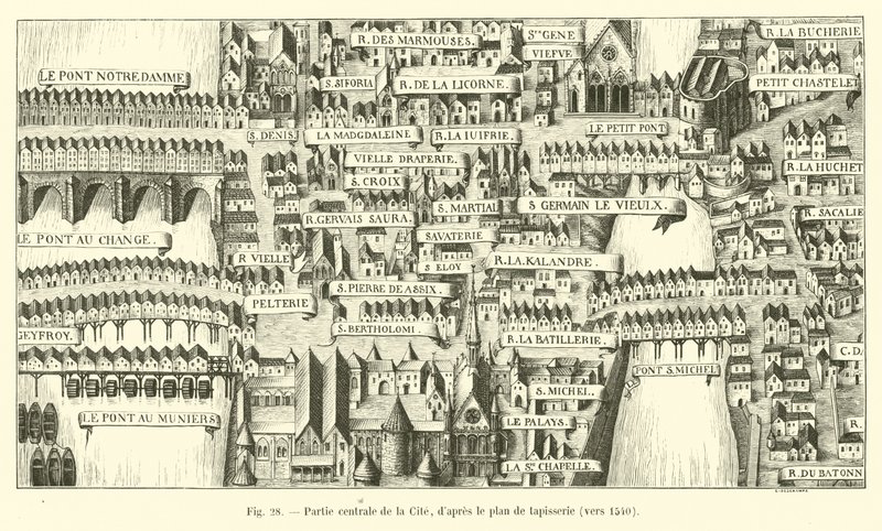 A Cité központi része a kárpitterv szerint 1540 körül alkotó: French School