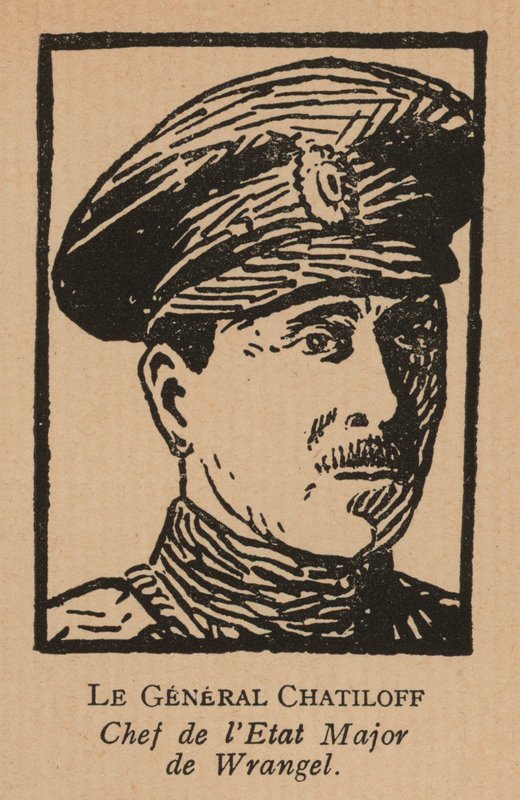 Pavel Chatilov, Pjotr Wrangel tábornok fehér hadseregének vezérkari főnöke Dél-Oroszországban az orosz polgárháború idején (lithó) alkotó: French School