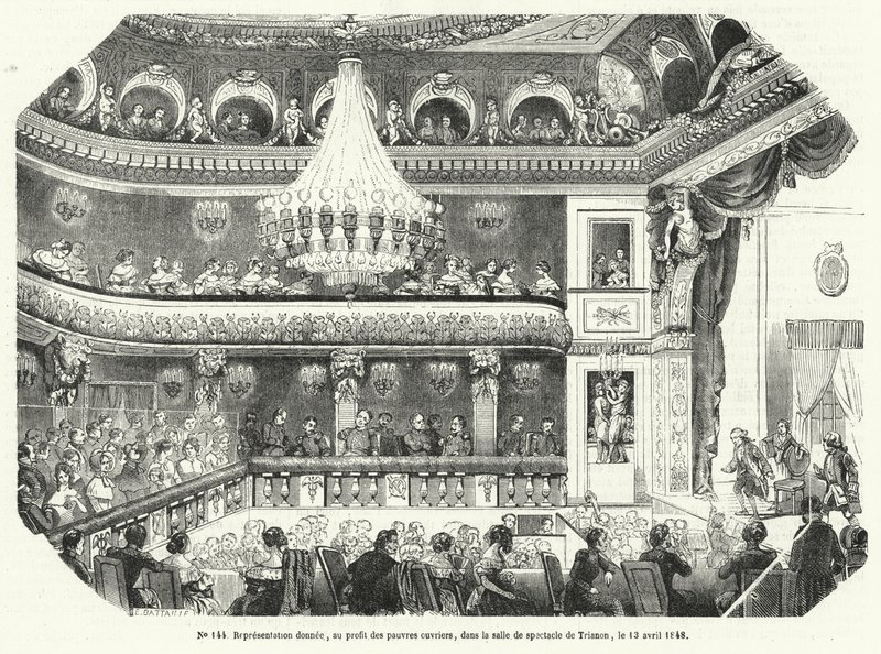 Előadás a szegény munkások javára a Trianonban, Versailles-ban alkotó: French School