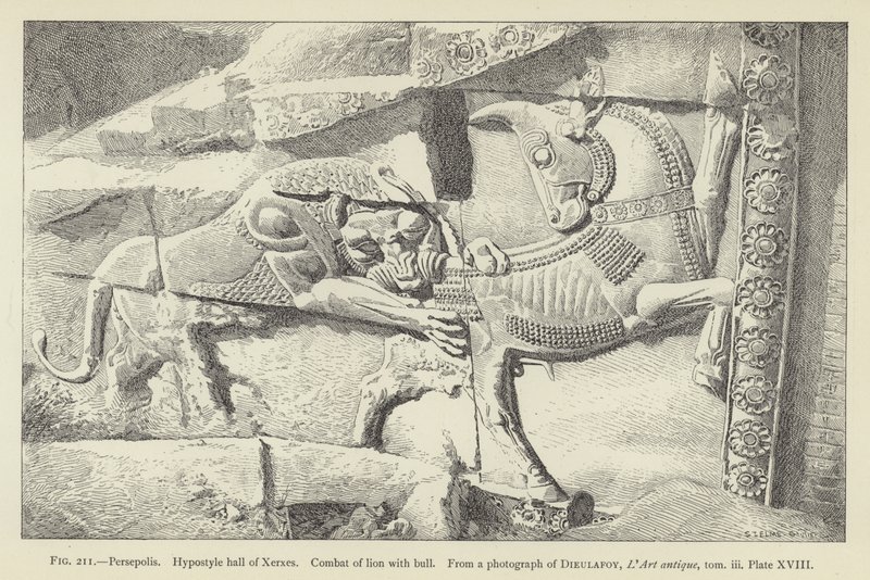 Perszepolisz, Xerxész Hypostyle terme, Oroszlán harca bikával alkotó: French School