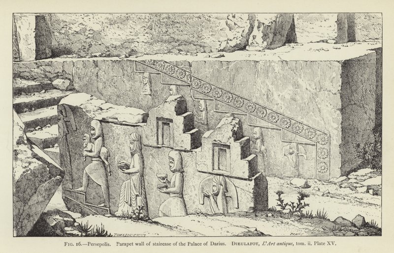 Perszepolisz, a Darius-palota lépcsőházának mellvédje alkotó: French School