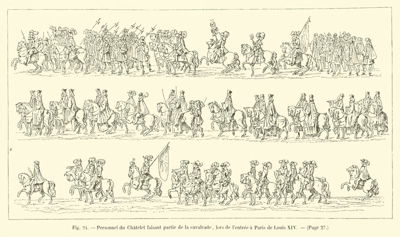 A Chatelet személyzete a kavalkád részét képezte, amikor XIV. Lajos belépett Párizsba alkotó: French School