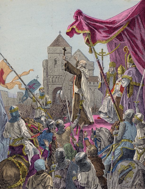 Remete Péter prédikál az első keresztes hadjáratról alkotó: French School