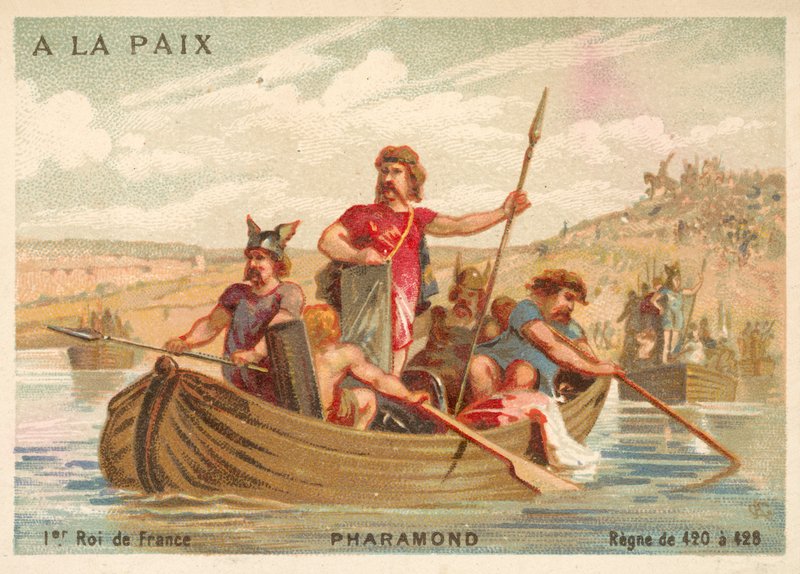 I. Faramond, a frankok királya (chromolitho) alkotó: French School